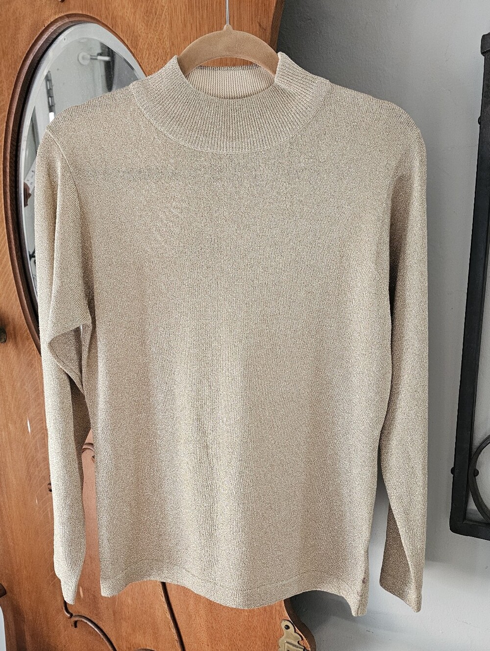 Vintage Marisa Christina Metallic Gold Mock Neck Sweater Hong Kong